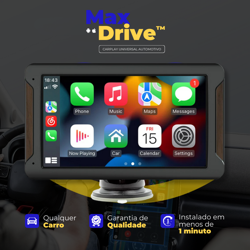 Central Multimídia Universal Com CarPlay/Android Auto - MaxDrive™