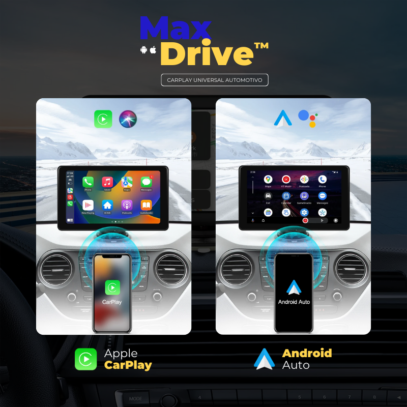 Central Multimídia Universal Com CarPlay/Android Auto - MaxDrive™