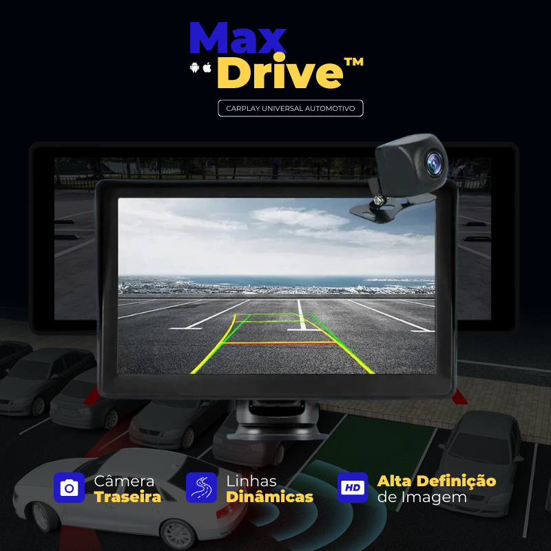 Central Multimídia Universal Com CarPlay/Android Auto - MaxDrive™