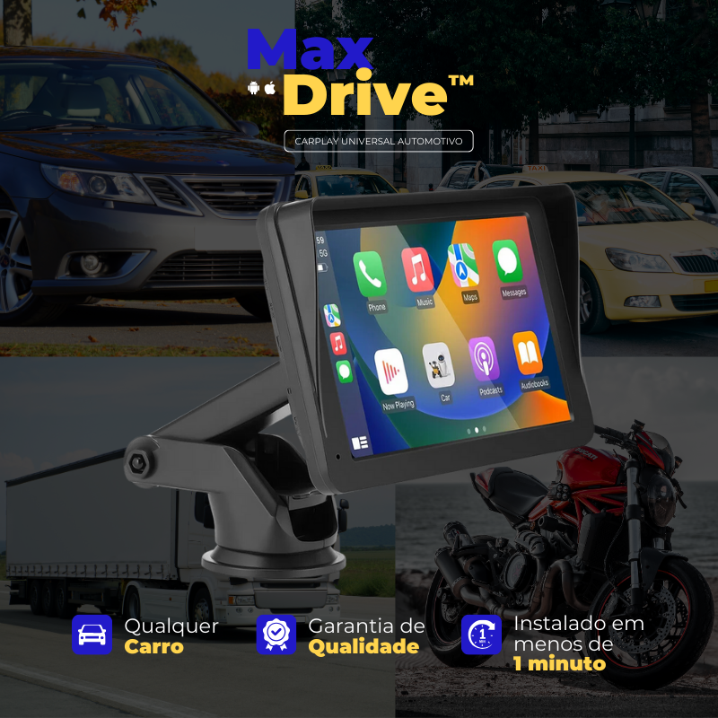 Central Multimídia Universal Com CarPlay/Android Auto - MaxDrive™